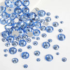 Rhinestones for Makeup,8 sizes 2500pcs Flatback Rhinestones Face Gems for Nails Crafts with Tweezers and Wax Pencil- Light Sapphire
