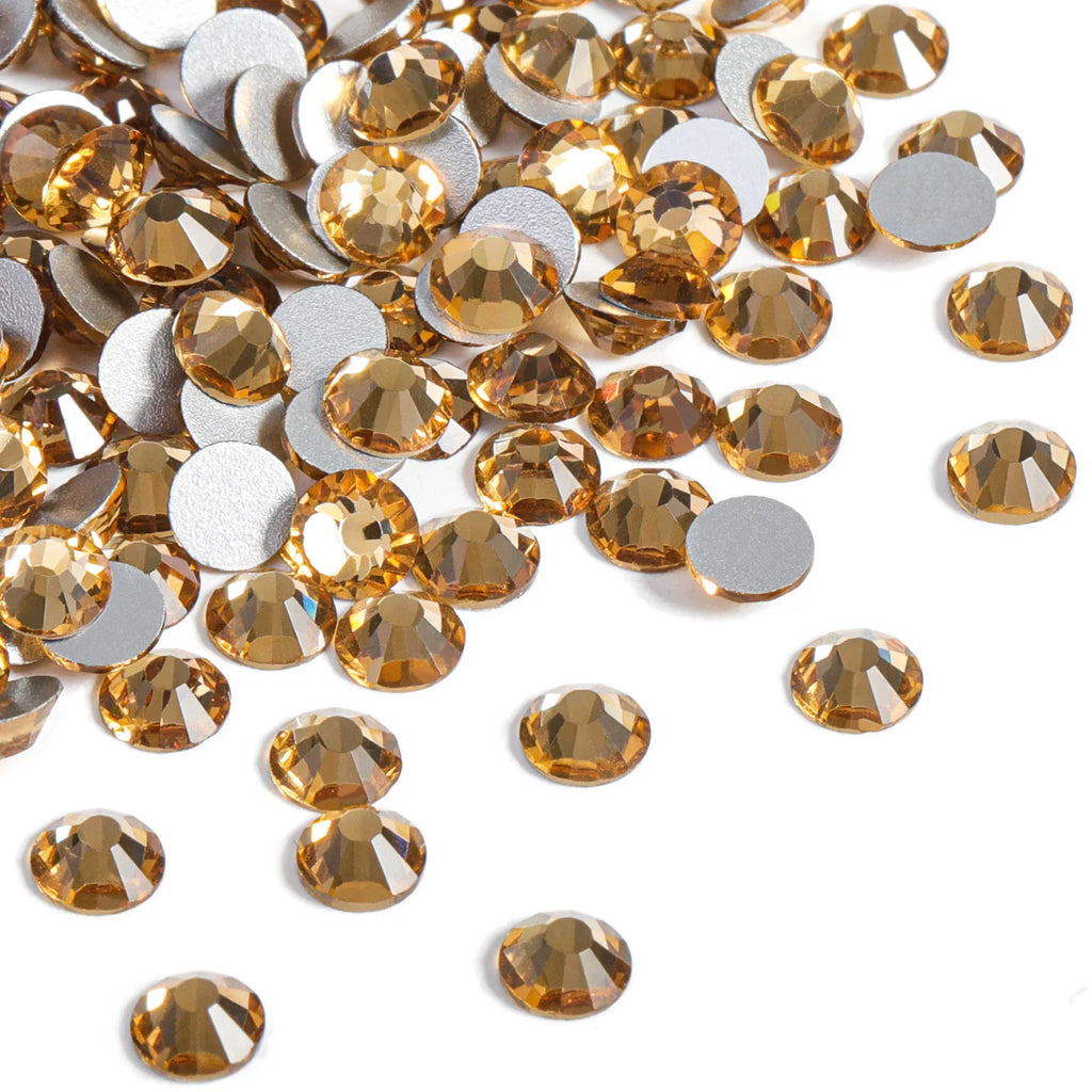 Flat Back Crystal Rhinestones Round Gems For Nail Art And Craft Glue Fix - Lt.colorado topaz