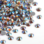 Flat Back Crystal Rhinestones Round Gems For Nail Art And Craft Glue Fix - Lt.colorado topaz AB