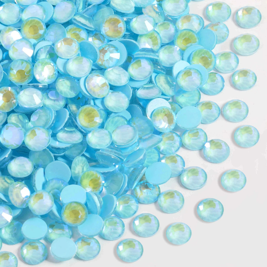 Flat Back Crystal Rhinestones Round Gems For Nail Art And Craft Glue Fix - Luminous Blue