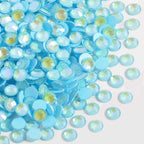 Flat Back Crystal Rhinestones Round Gems For Nail Art And Craft Glue Fix - Luminous Blue