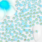 Flat Back Crystal Rhinestones Round Gems For Nail Art And Craft Glue Fix - Luminous Blue
