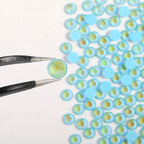 Flat Back Crystal Rhinestones Round Gems For Nail Art And Craft Glue Fix - Luminous Blue