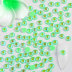 Flat Back Crystal Rhinestones Round Gems For Nail Art And Craft Glue Fix - Luminous Green
