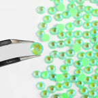 Flat Back Crystal Rhinestones Round Gems For Nail Art And Craft Glue Fix - Luminous Green