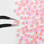 Flat Back Crystal Rhinestones Round Gems For Nail Art And Craft Glue Fix - Luminous Light Pink