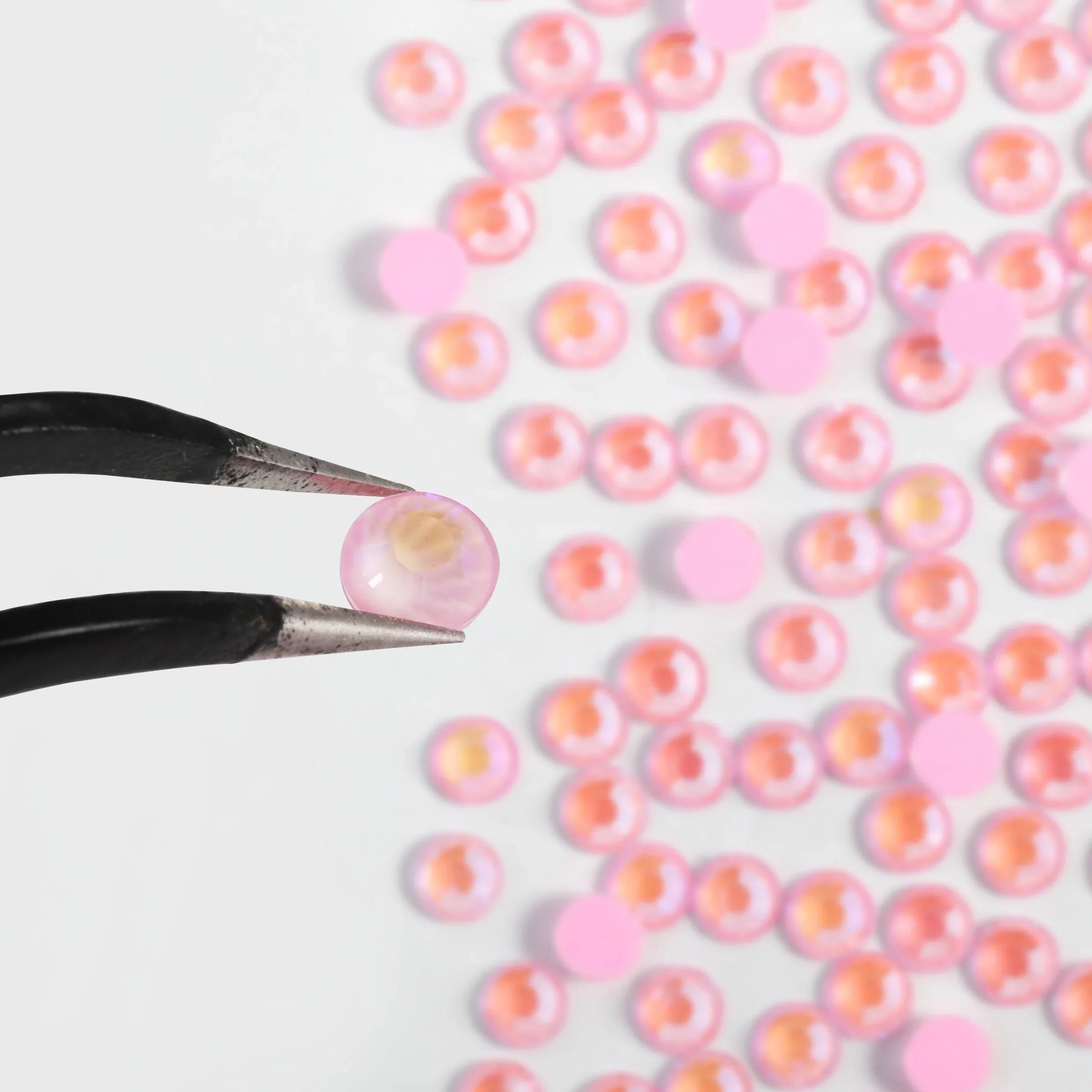 Flat Back Crystal Rhinestones Round Gems For Nail Art And Craft Glue Fix - Luminous Light Pink