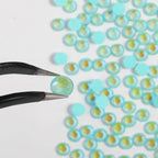 Flat Back Crystal Rhinestones Round Gems For Nail Art And Craft Glue Fix - Luminous Mint