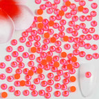 Flat Back Crystal Rhinestones Round Gems For Nail Art And Craft Glue Fix - Luminous Orange