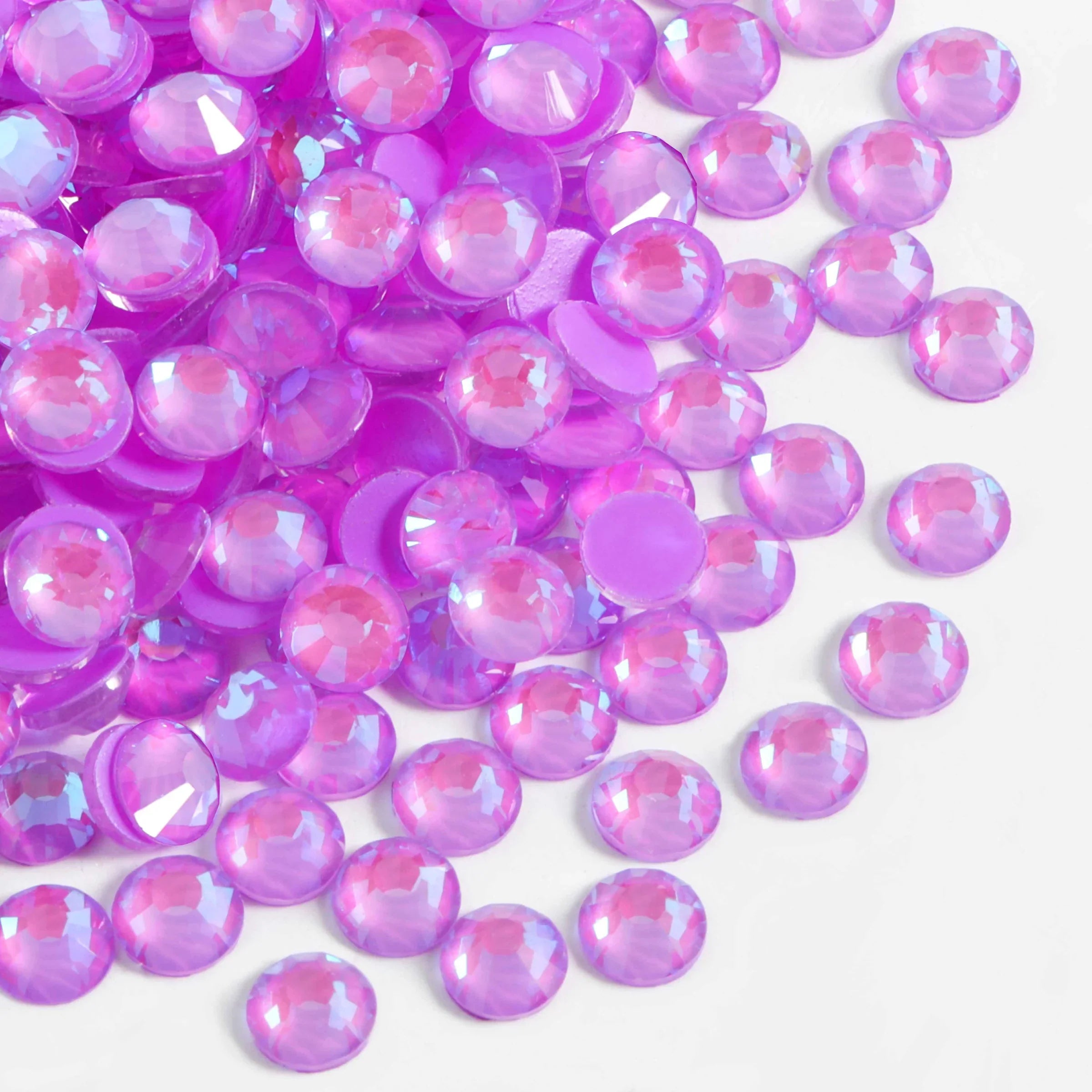 Flat Back Crystal Rhinestones Round Gems For Nail Art And Craft Glue Fix - Luminous Purple