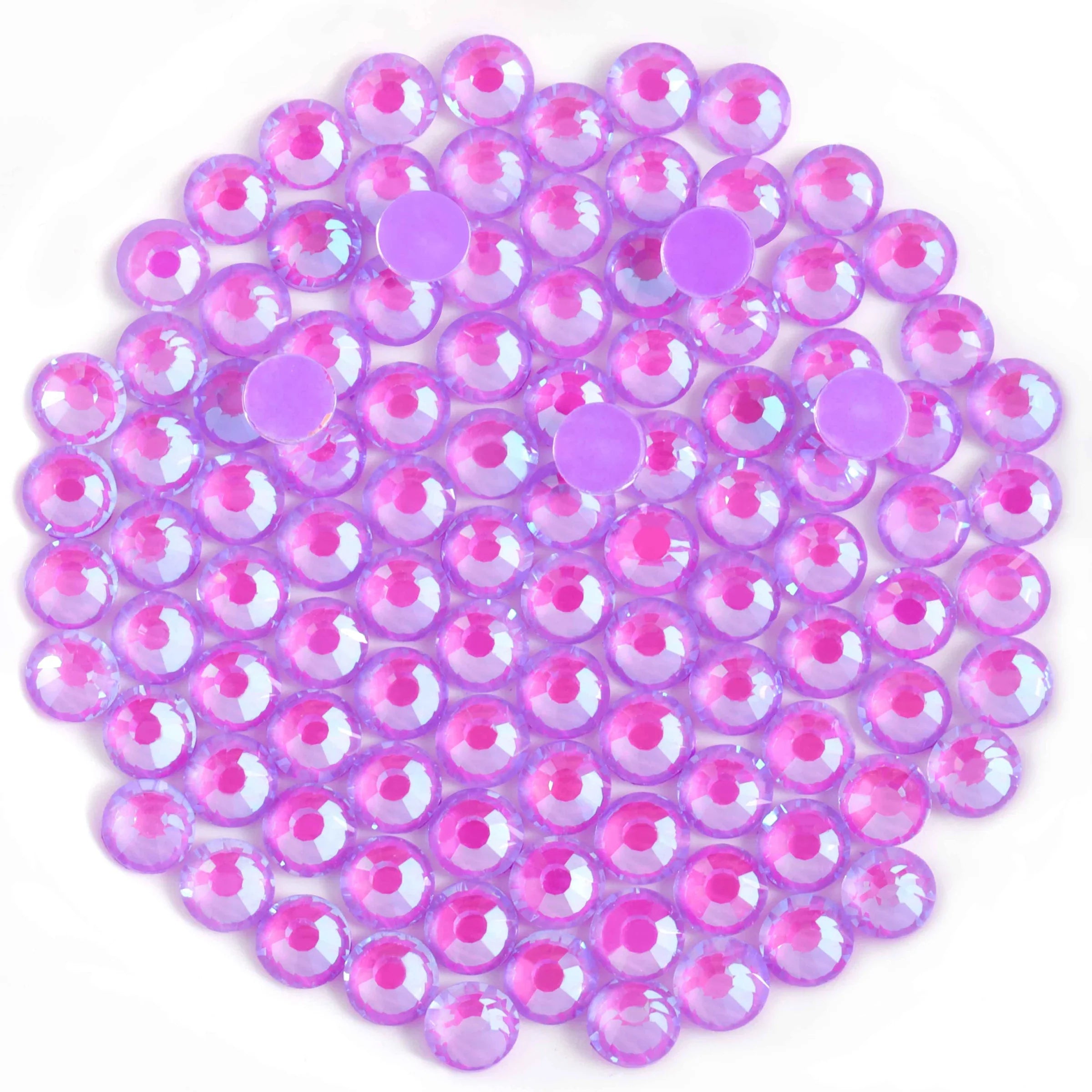 Flat Back Crystal Rhinestones Round Gems For Nail Art And Craft Glue Fix - Luminous Purple