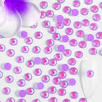 Flat Back Crystal Rhinestones Round Gems For Nail Art And Craft Glue Fix - Luminous Purple