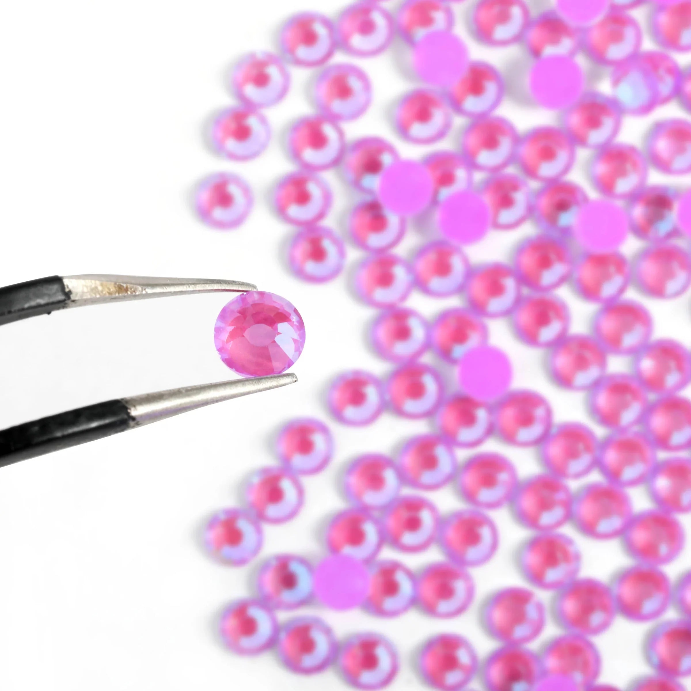 Flat Back Crystal Rhinestones Round Gems For Nail Art And Craft Glue Fix - Luminous Purple