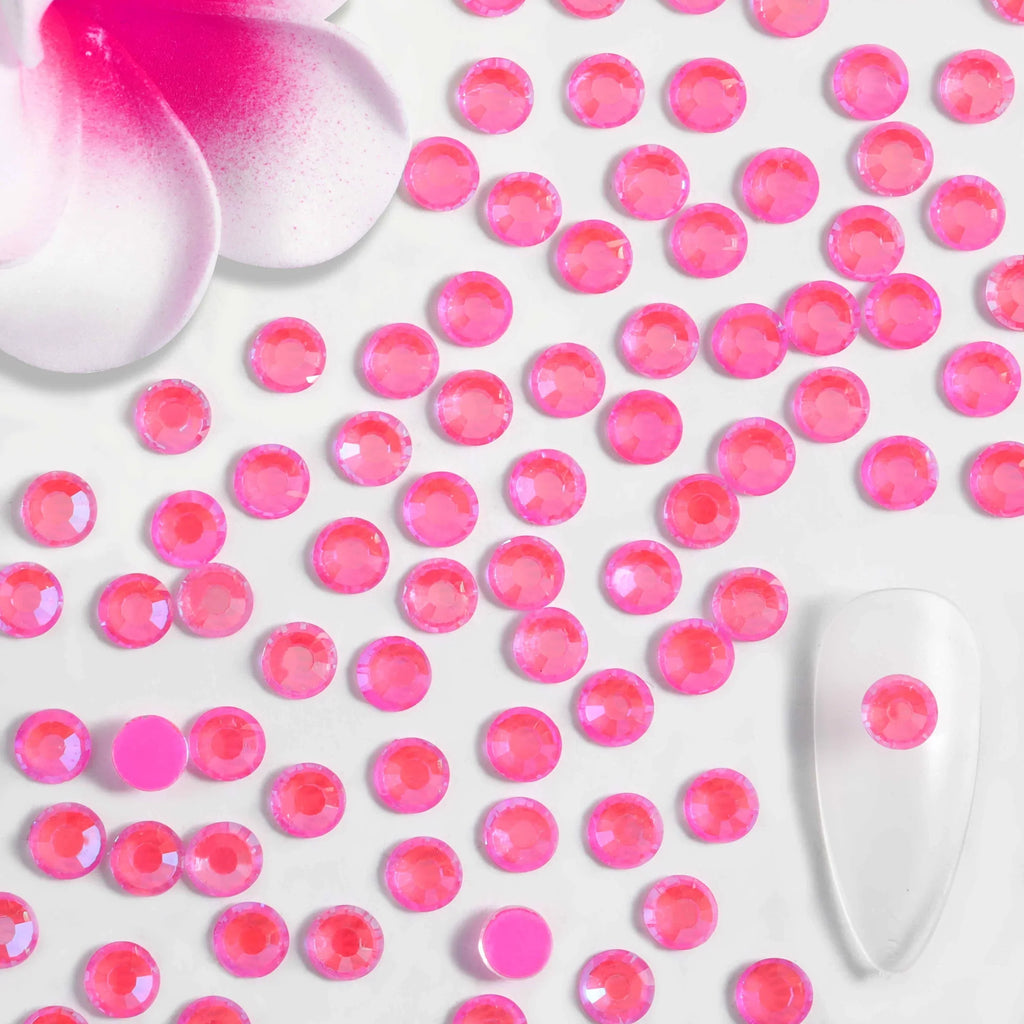 Flat Back Crystal Rhinestones Round Gems For Nail Art And Craft Glue Fix - Luminous Rose