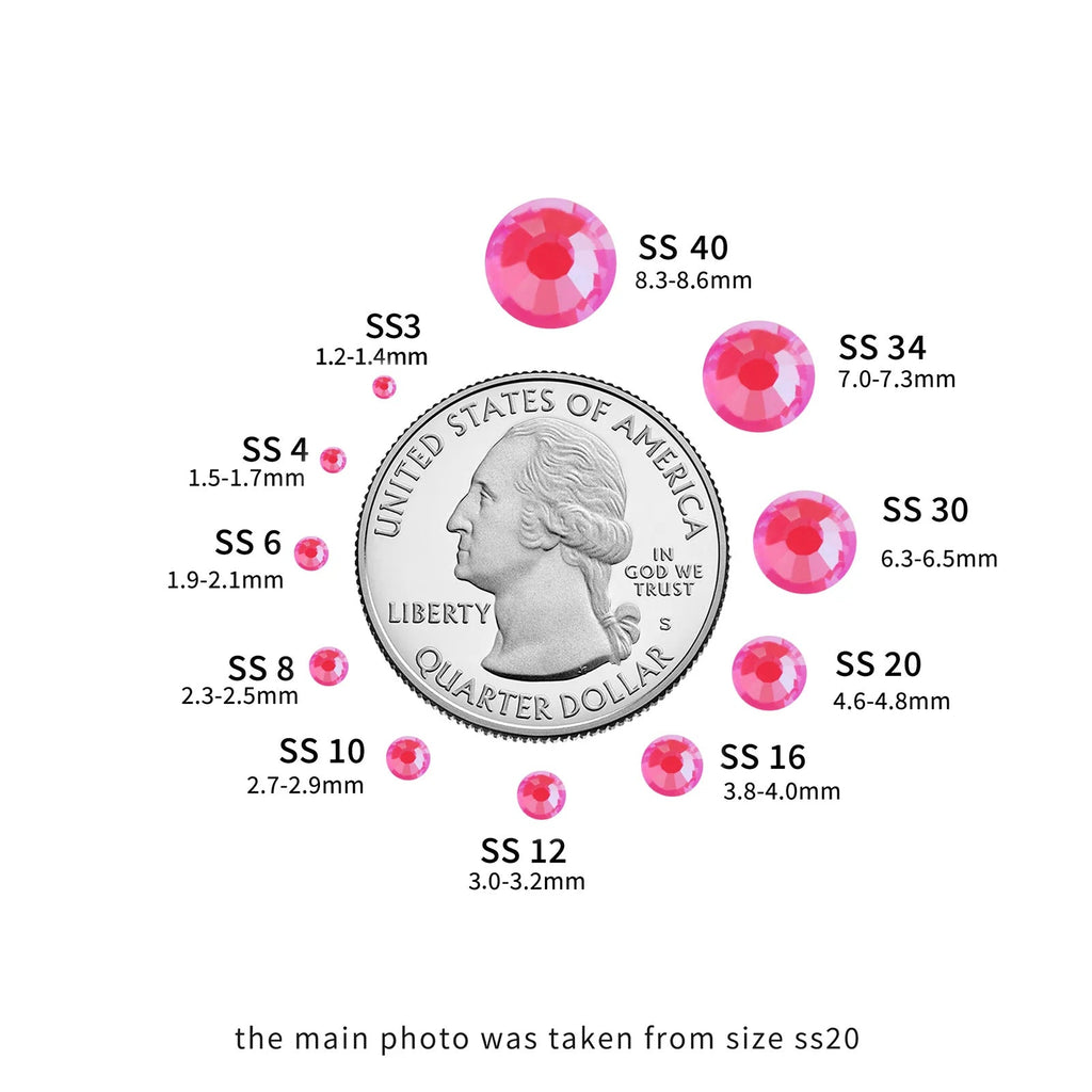 Flat Back Crystal Rhinestones Round Gems For Nail Art And Craft Glue Fix - Luminous Rose