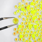 Flat Back Crystal Rhinestones Round Gems For Nail Art And Craft Glue Fix - Luminous Yellow