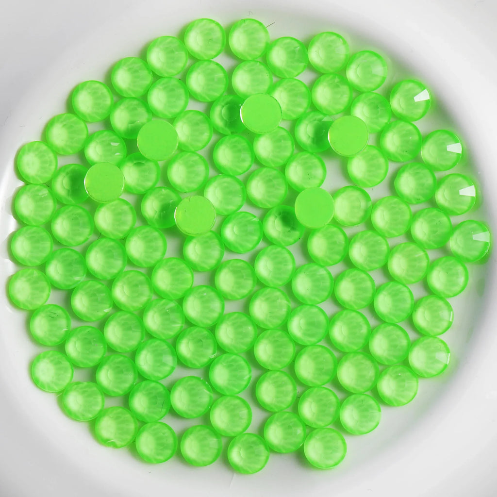 Flat Back Crystal Rhinestones Round Gems For Nail Art And Craft Glue Fix - Mocha Green