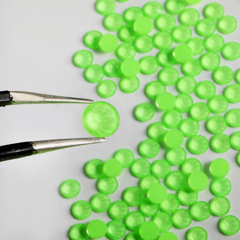 Flat Back Crystal Rhinestones Round Gems For Nail Art And Craft Glue Fix - Mocha Green