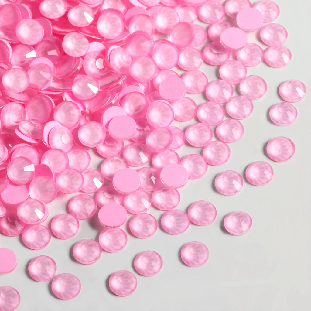 Flat Back Crystal Rhinestones Round Gems For Nail Art And Craft Glue Fix - Mocha Light Pink