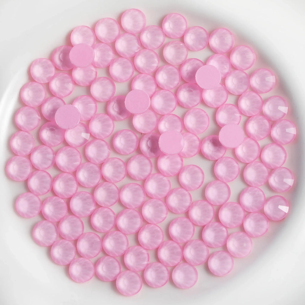 Flat Back Crystal Rhinestones Round Gems For Nail Art And Craft Glue Fix - Mocha Light Pink