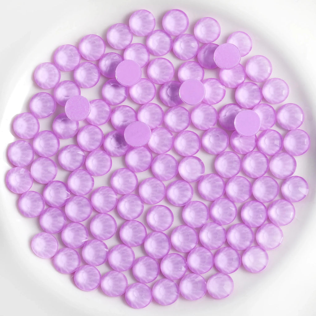 Flat Back Crystal Rhinestones Round Gems For Nail Art And Craft Glue Fix - Mocha Purple