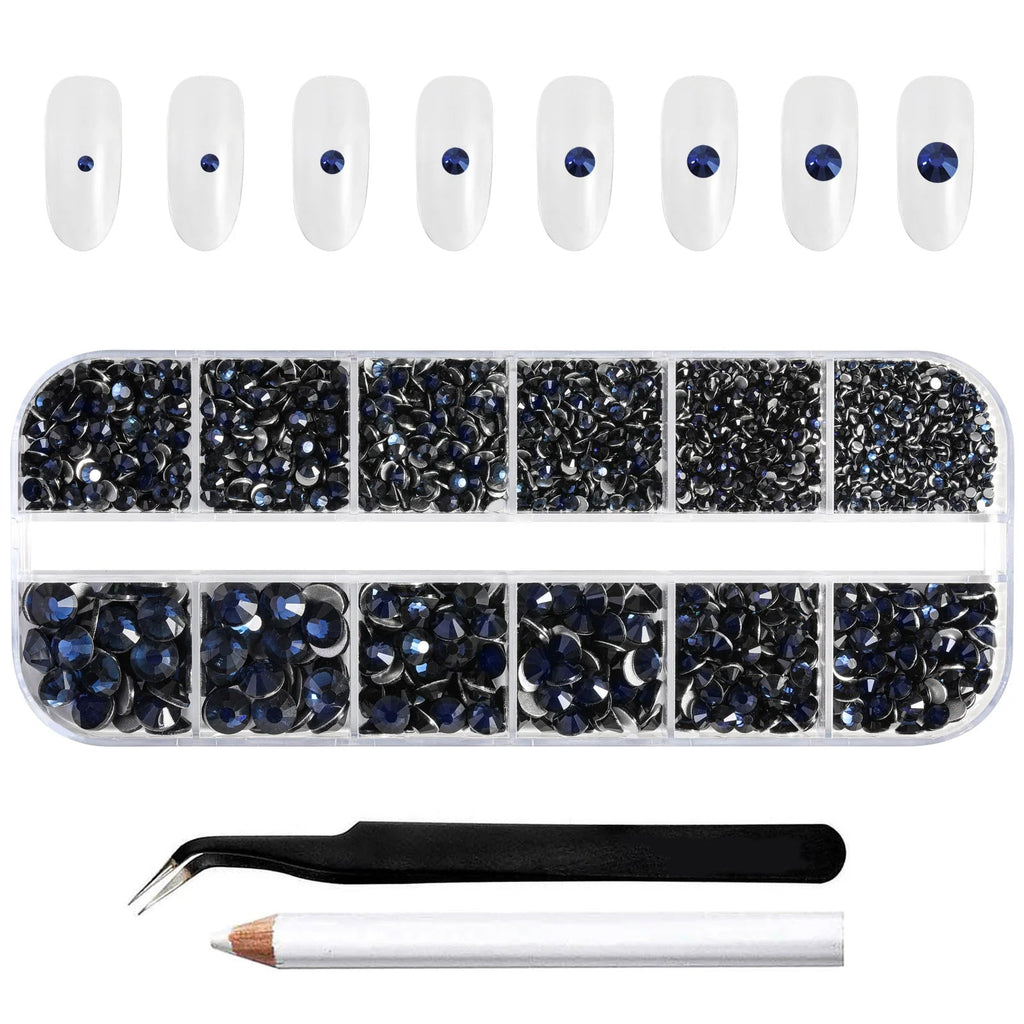 Rhinestones for Makeup,8 sizes 2500pcs Flatback Rhinestones Face Gems for Nails Crafts with Tweezers and Wax Pencil- Montana