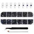 Rhinestones for Makeup,8 sizes 2500pcs Flatback Rhinestones Face Gems for Nails Crafts with Tweezers and Wax Pencil- Montana