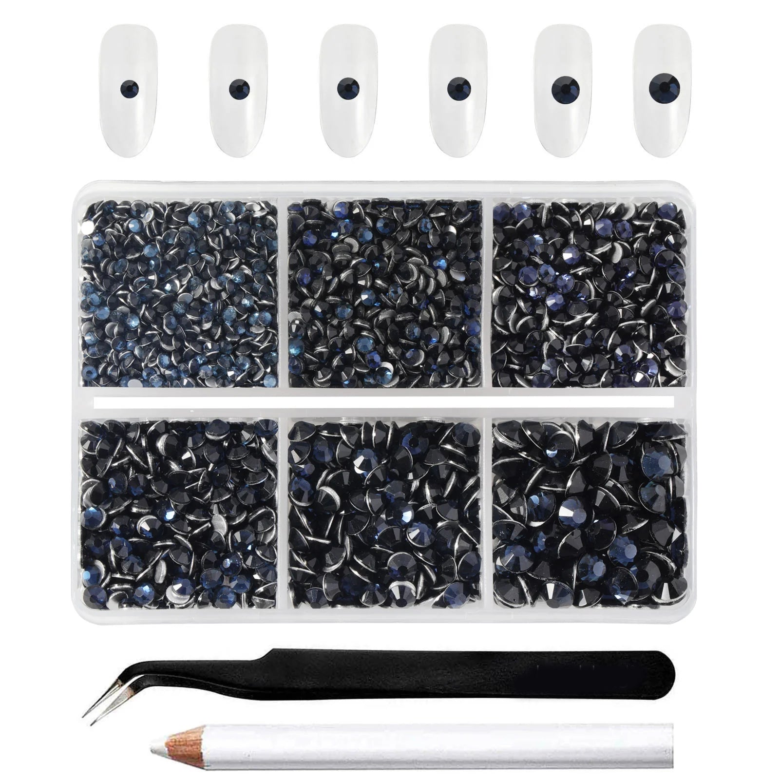 4300pcs Flatback Rhinestones, Nail Gems Round Crystal Rhinestones for Crafts,Mixed 6 Sizes with Picking Tweezers and Wax Pencil Kit- Montana