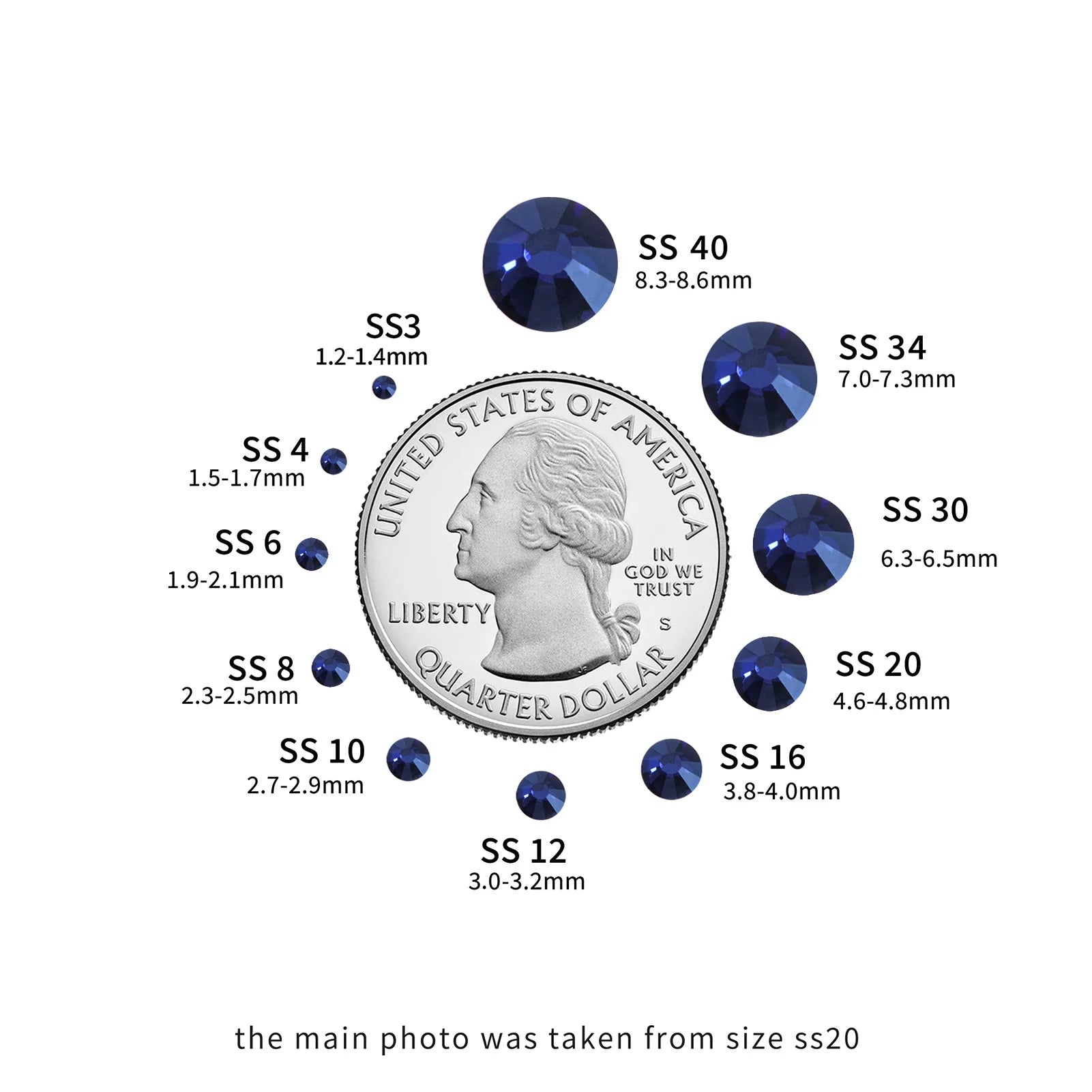 Flat Back Crystal Rhinestones Round Gems For Nail Art And Craft Glue Fix - Montana