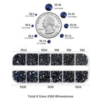 Rhinestones for Makeup,8 sizes 2500pcs Flatback Rhinestones Face Gems for Nails Crafts with Tweezers and Wax Pencil- Montana
