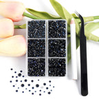 4300pcs Flatback Rhinestones, Nail Gems Round Crystal Rhinestones for Crafts,Mixed 6 Sizes with Picking Tweezers and Wax Pencil Kit- Montana