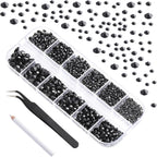 Rhinestones for Makeup,8 sizes 2500pcs Flatback Rhinestones Face Gems for Nails Crafts with Tweezers and Wax Pencil- Montana
