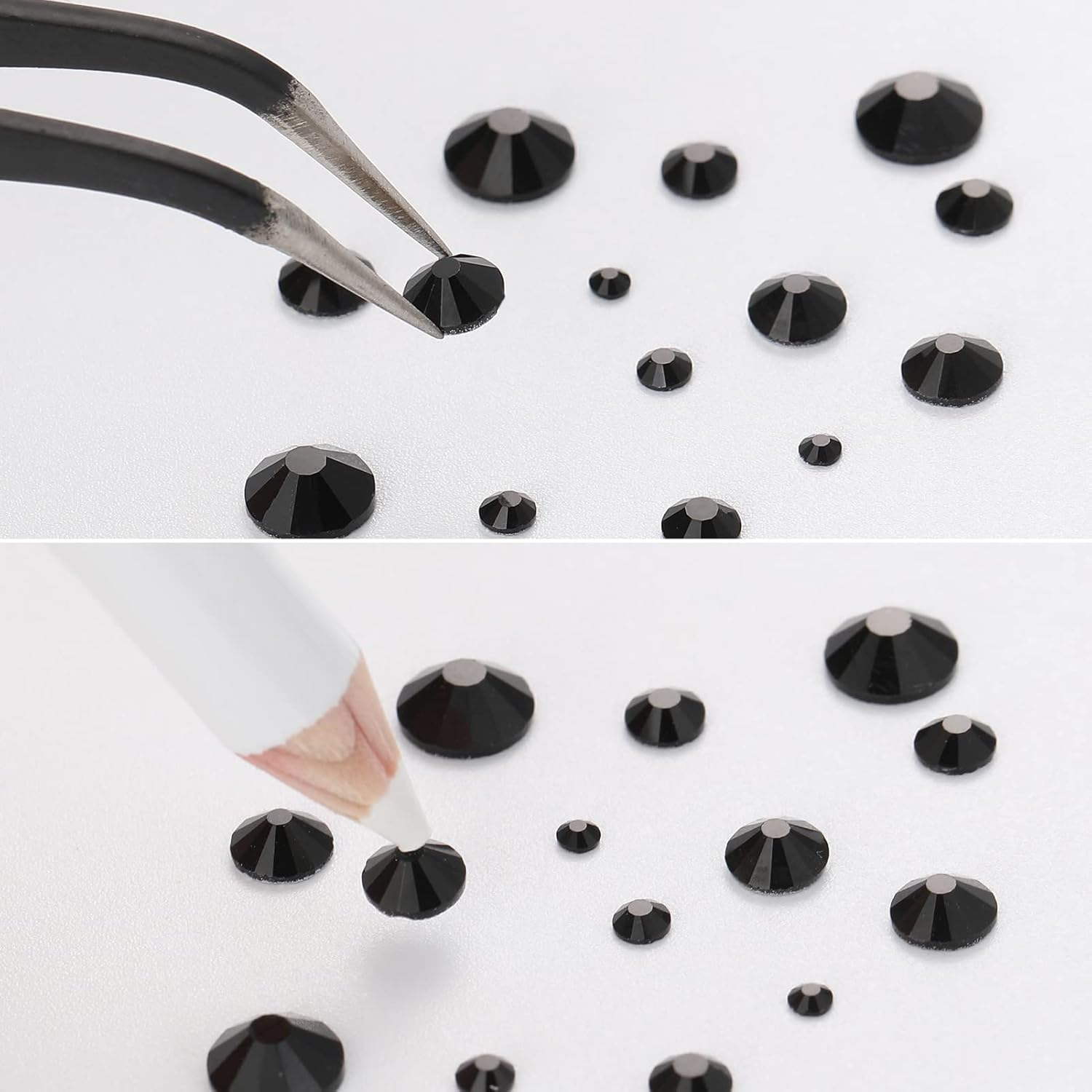 Rhinestones for Makeup,8 sizes 2500pcs Flatback Rhinestones Face Gems for Nails Crafts with Tweezers and Wax Pencil- Montana