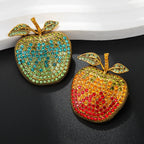 Eco-friendly Full Diamond Gradient Christmas Eve Apple Brooch Design Fruit Pin Fashion Coat Flower Accessory