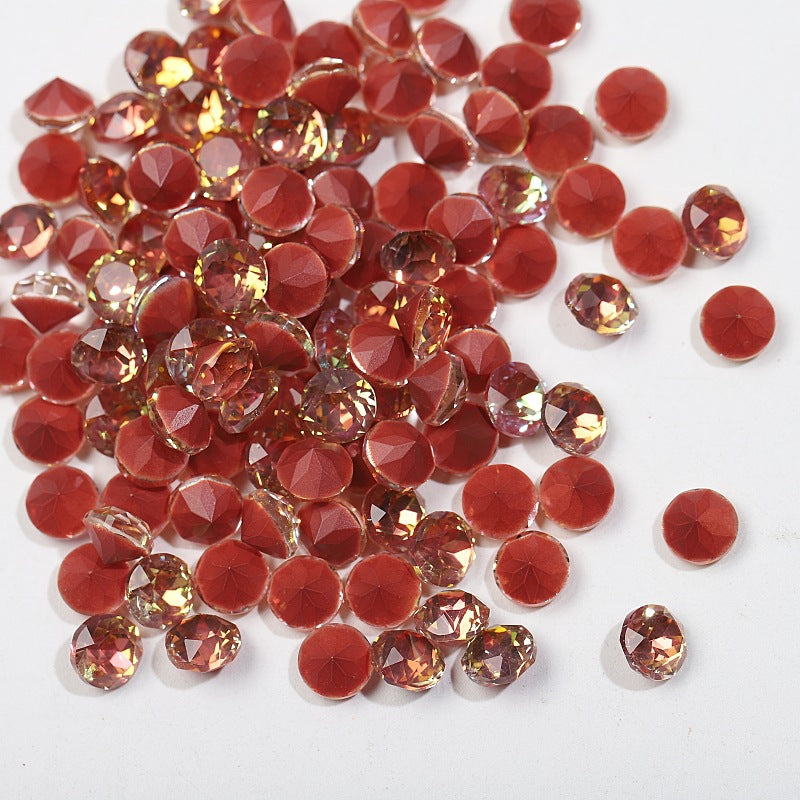 33-Facet 8mm Mocha Gradient Pointed-Back Nail Rhinestones – Mini Stacked Crystal Gems for DIY Manicure, Bag & Apparel Embellishments