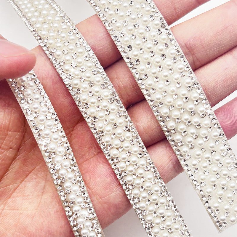Pearl Rhinestone Strip, Self-adhesive Rhinestone Strip, Diy Jewelry Accessory, Shoe And Bag Decoration, Clothing Rhinestone Patch
