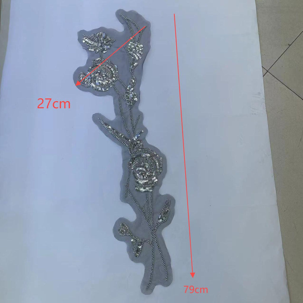 Women's Black Strapless Bodycon Bandage Dress – Sleeveless, Stretch Fit with Hot-Fix Rhinestone Floral Embellishment, Sexy & Elegant for Evening & Party Wear