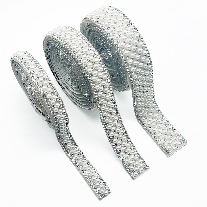 Pearl Rhinestone Strip, Self-adhesive Rhinestone Strip, Diy Jewelry Accessory, Shoe And Bag Decoration, Clothing Rhinestone Patch