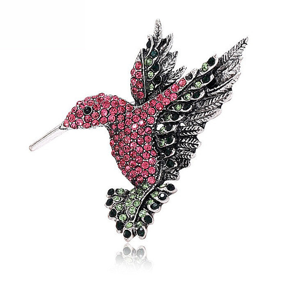 Retro Woodpecker Brooch - Full Crystal Rhinestone Eco Alloy Bird Pin, Vintage Style Women's Fashion Jewelry