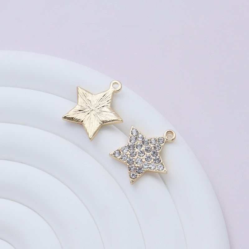 Cross Border Hollow Pentagram Diamond Inlaid Small Pendant Alloy Jewelry Accessories Diy Accessories Pendant Bracelet Clothing Material