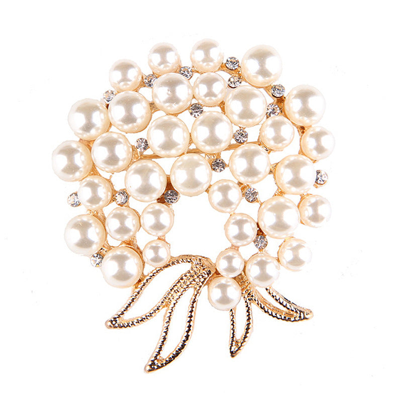 Korea style full pearl swan rhinestone flower brooch pin -women's fashion accessories