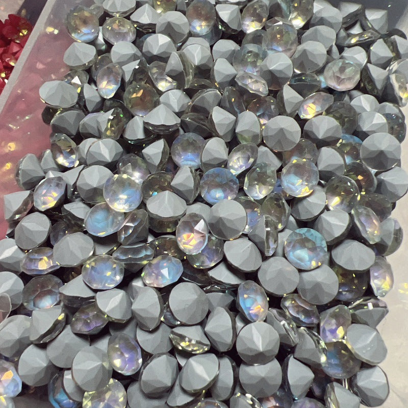 33-Facet 8mm Mocha Gradient Pointed-Back Nail Rhinestones – Mini Stacked Crystal Gems for DIY Manicure, Bag & Apparel Embellishments