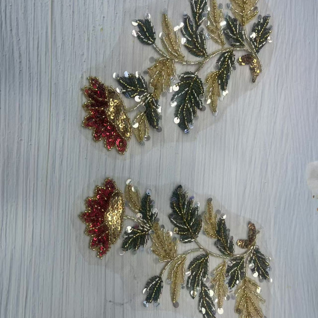 Multicolor Floral Lace Trim with Beaded & Rhinestone Embellishment – Sparkling Appliqué for Wedding Dresses, Evening Gowns & Bridal DIY Sewing Projects