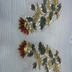 Multicolor Floral Lace Trim with Beaded & Rhinestone Embellishment – Sparkling Appliqué for Wedding Dresses, Evening Gowns & Bridal DIY Sewing Projects