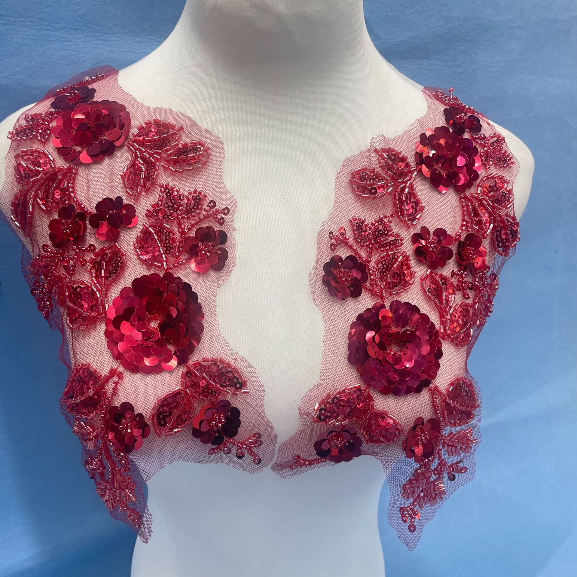 3D Lace Appliqué with Beading, Sequins & Embroidery – Sparkling DIY Patch for Wedding Dresses, Evening Gowns & Bridal Fashion Sewing Projects