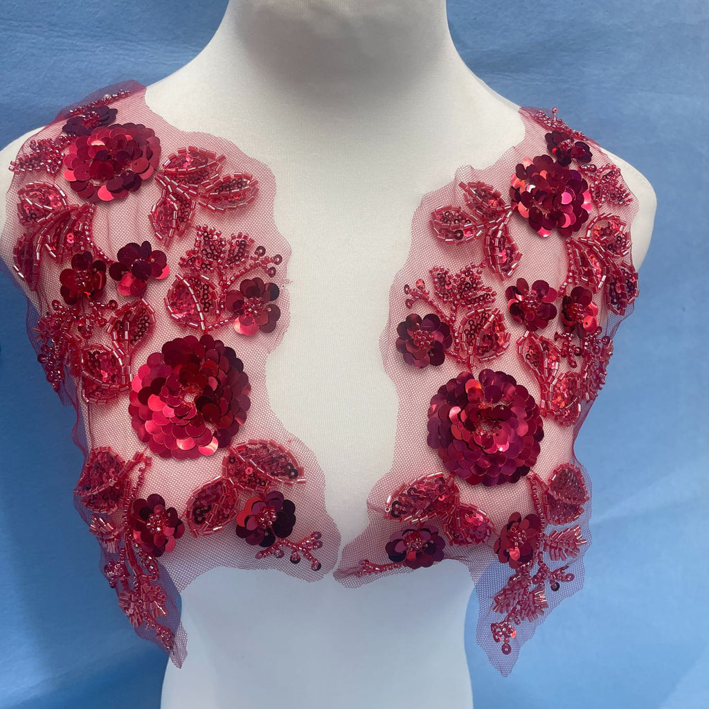 3D Lace Appliqué with Beading, Sequins & Embroidery – Sparkling DIY Patch for Wedding Dresses, Evening Gowns & Bridal Fashion Sewing Projects