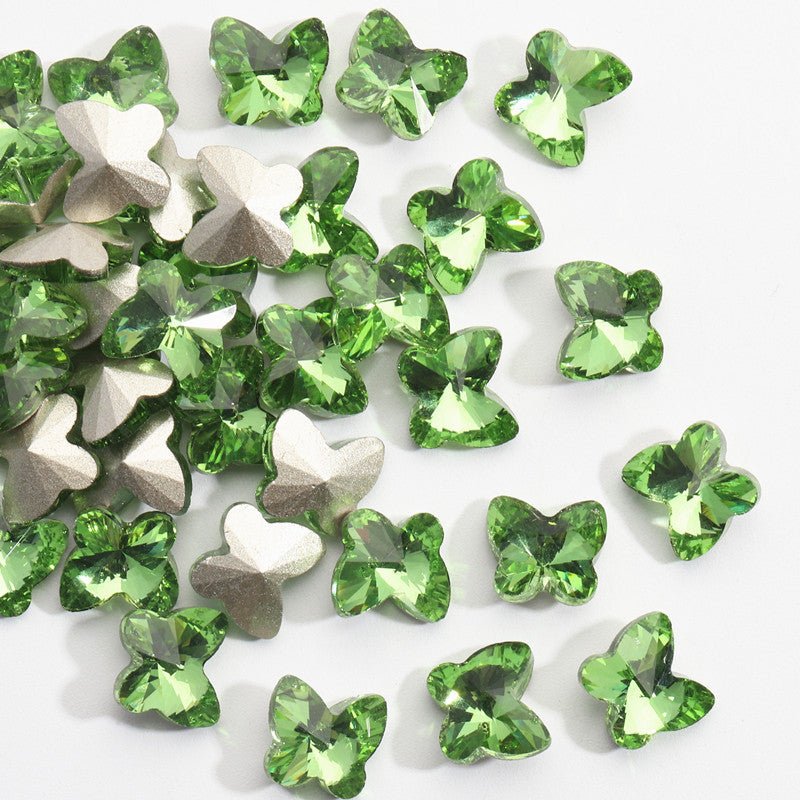 Crystal Butterfly Gradient Pointed-Back Nail Rhinestones – DIY Nail Art Supplies, Special-Shaped Glass Gems for Press-On Manicure Decorations