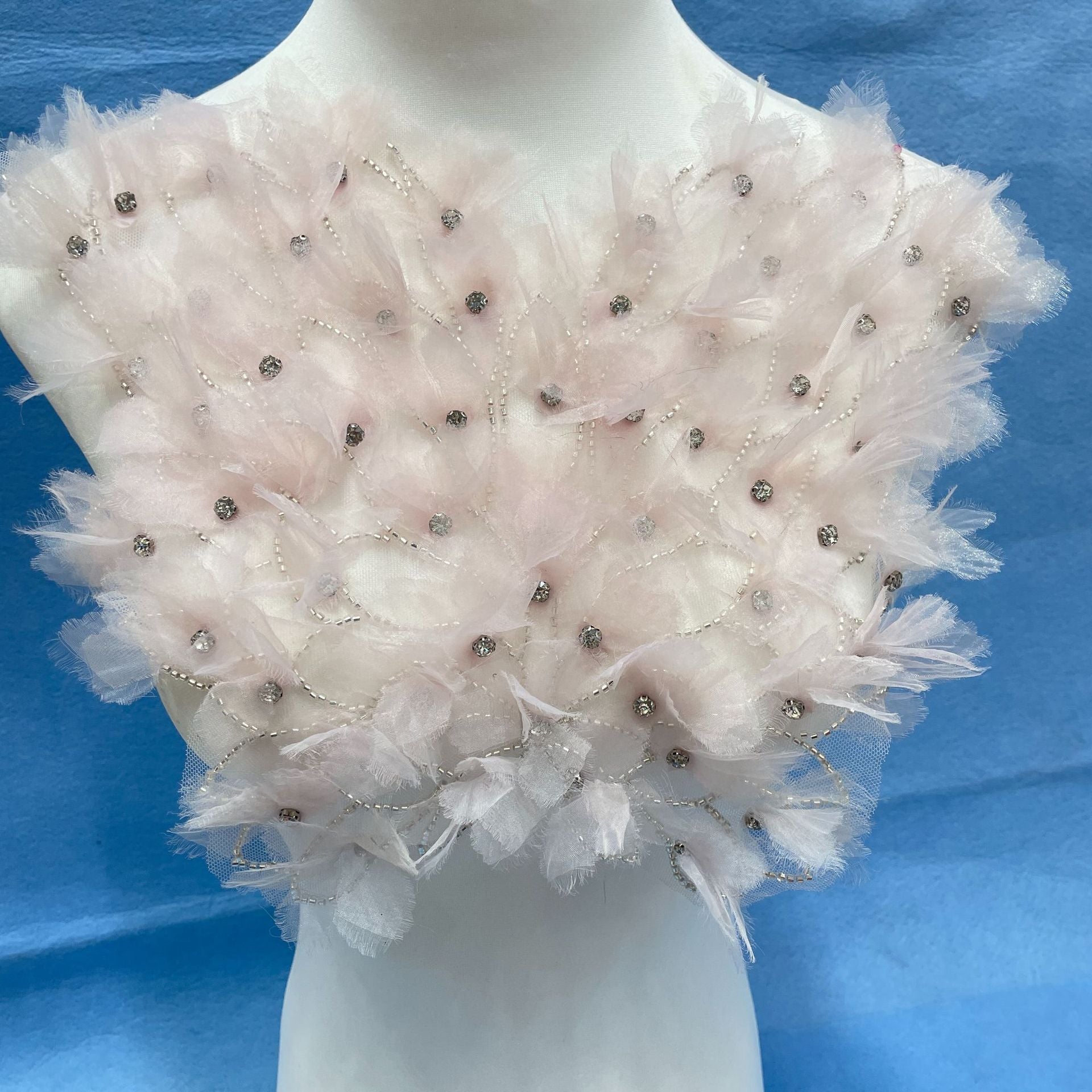 Ultra-Embellished Boho-Chic Bustier Floral Appliqué – Heavy Beaded & Sparkling DIY Trim for Evening Gowns, Stage Costumes & Ethereal Bridal Fashion Accessories