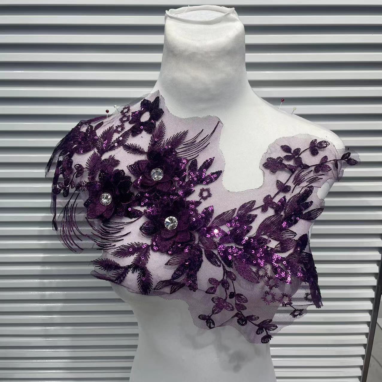 Multicolor Lace Trim with Embroidered Flowers, Crystal Glass Rhinestones & Beading – Sparkling DIY Appliqué for Wedding Dresses, Evening Gowns, Stage Costumes & Fashion Sewing Projects