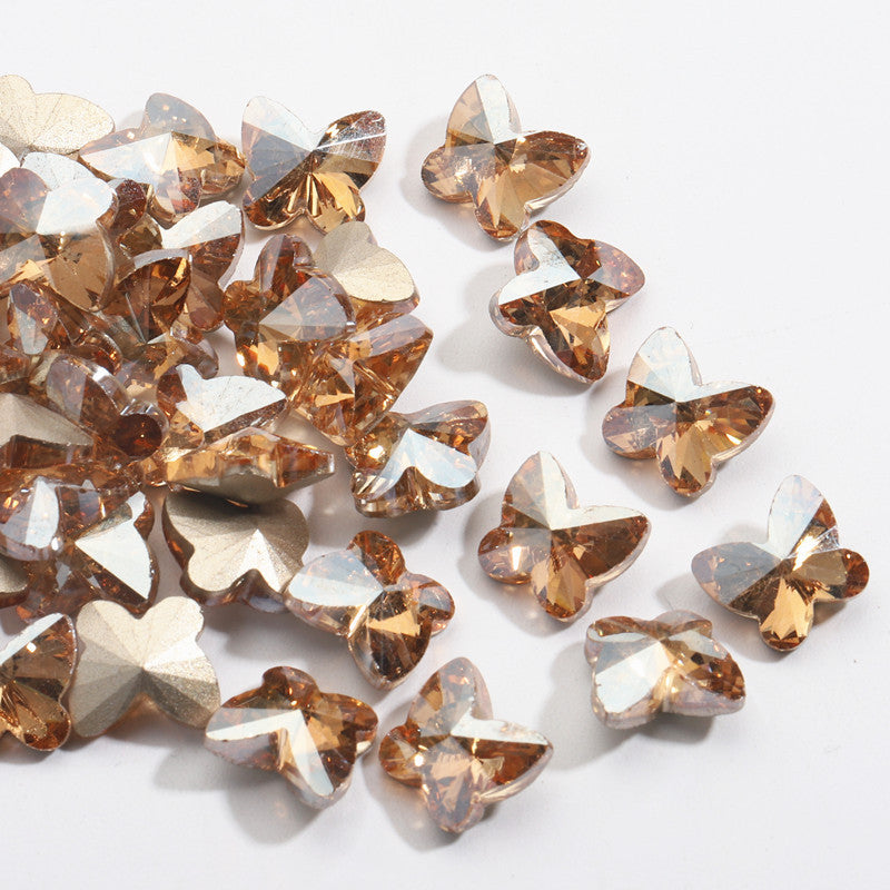 Crystal Butterfly Gradient Pointed-Back Nail Rhinestones – DIY Nail Art Supplies, Special-Shaped Glass Gems for Press-On Manicure Decorations